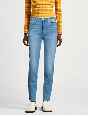 PAIGE Light Wash Slim Straight Jeans